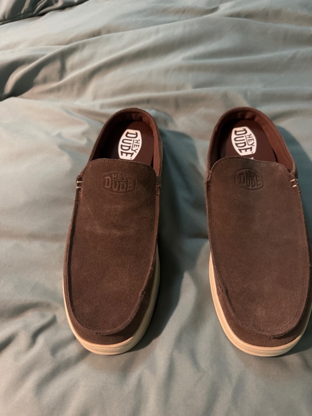 Hey Dude Men's Dark Brown Suede Slip-On Loafers